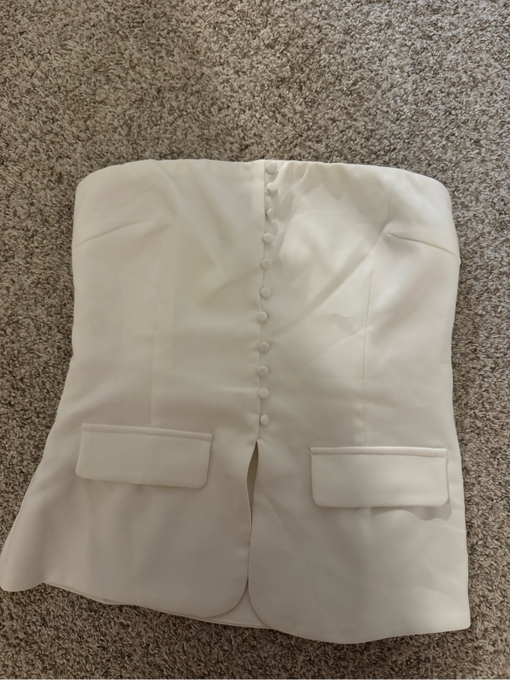 Strapless White Corset Top with Buttons